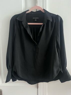 Banana Republic Black Satin V-Neck Blouse